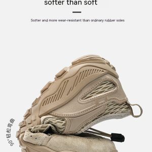 Men's Summer Leather Breathable Outdoor Sports Casual Shoes Non-slip Soft-soled Mesh Surface Hiking Shoes