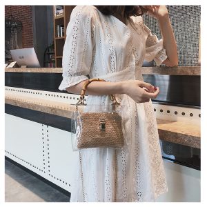 Women Purse Bamboo knot woven bag for women