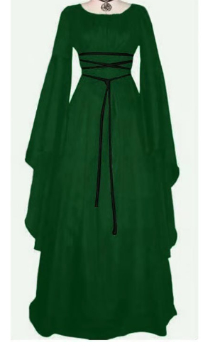 Halloween Long Sleeve Round Collar Belt Irregular Ladies Dress Halloween Witch Costume - Image 4