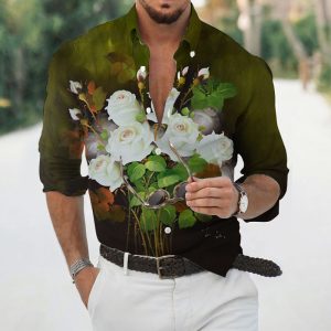 Men's Loose Floral Shirt Beach Retro