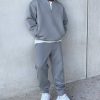 Men's Casual Sports Suit Stand-up Collar Long Sleeve Shirt Trousers Two Pieces Suit