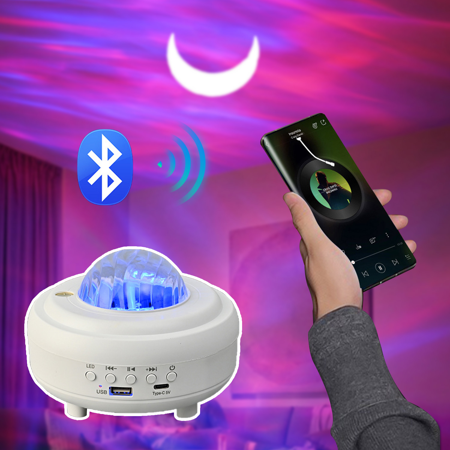 Galaxy Star Projector Bluetooth LED Night Light Starry Sky Projector Night Lamp Room Decor Kids Christmas Birthday Gift - Image 4